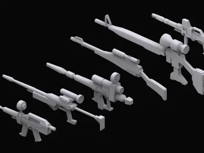 Gundam Earth Federation Rifles 3D model