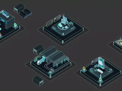 Modular Smart System Visualization Scene 3D model