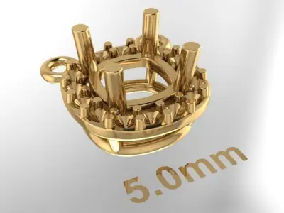 Dainty Diamond Halo Cushion Pendant 5mm 3D print model