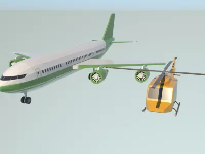 low poly airplane and helicopter 3D model