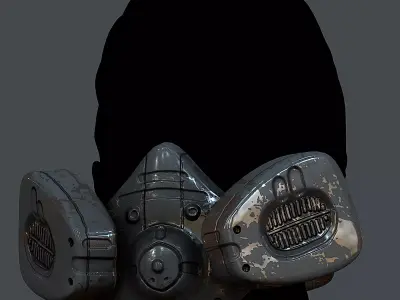 Gas mask helmet 3d model scifi  Low-poly 3D model 3