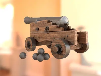 Old Cannon Low-poly 3D model shop