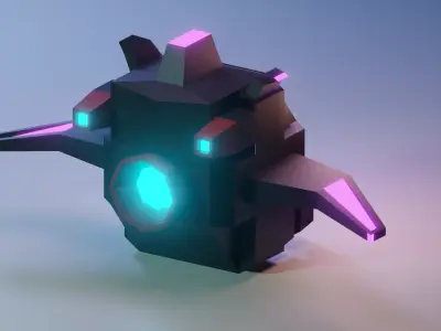 Stylized Sci-Fi Spaceship Low-poly 3D model purchase
