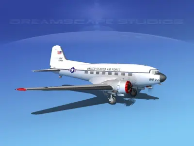 Douglas C-47 Dakota USAF V08 3D model