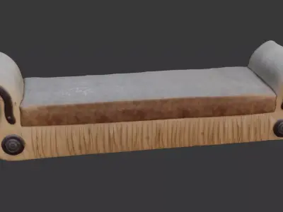 Upholstered Bench Seat Low-poly 3D model
