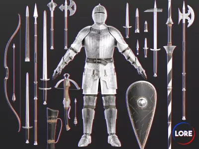 Medieval Collection Elegant Armory 3D Model Pack