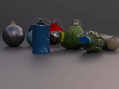 Granades Pack Free low-poly 3D model