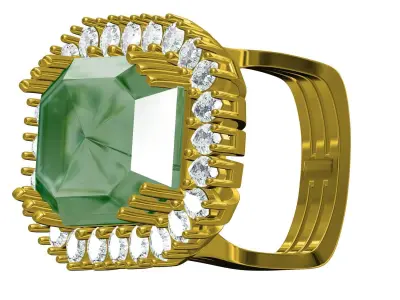 Antique Big Emerald Euro Shank Engagement Ring 3D print model
