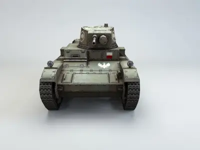 Low Poly 7TP light tank Low-poly 3D model