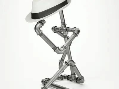 Table lamp made of pipes 3D model