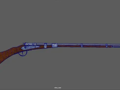 Percussion Rifle LowPoly Firearm  3D Model Low-poly 3D model