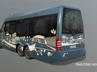 Mercedes bus 77 VGB Low-poly 3D model