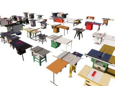 wood working workbench table saw drill 3d model 3D model