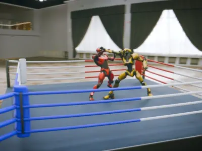 Battle Arena Sci fi robots animated Low-poly 3D model