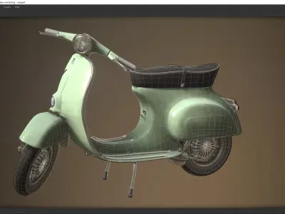Low Poly Vespa 50s Piaggio Scooter green Low-poly 3D model
