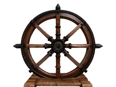 Medieval Wooden Spoked Wheel 3D model