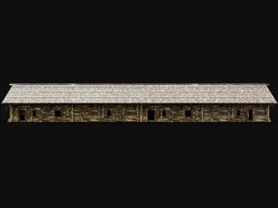 SLAVIC LONG HOUSE HUT FARM SHED BARN COTTAGE MEDIEVAL WOODEN AAA Low-poly 3D model