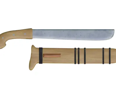 Golok Machete Traditional Weapon from Batavia Indonesia Low-poly 3D model