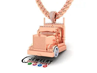 Custom Semi Truck Diamond Pendant - Rig Truck Vehicle Diamond  3D print model