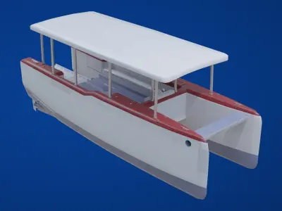 Catamaran boat Low-poly 3D model