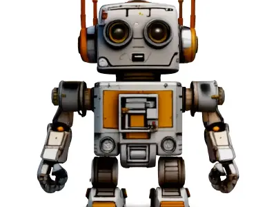 Cute Vintage Robot Game Ready Low-poly 3D model