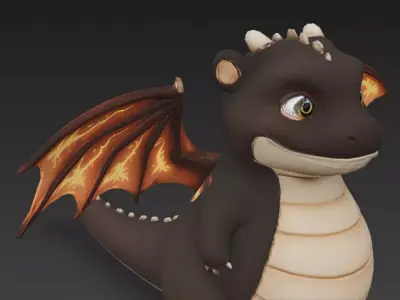 Cartoon Brown Dragon 3D Model Low-poly 3D model