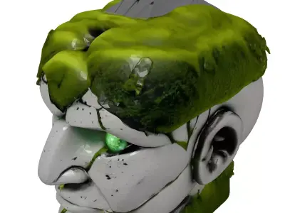 Mystic Stone Golem Head with Moss 3D model