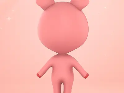 Adorable Pig Cartoon Low-poly 3D model