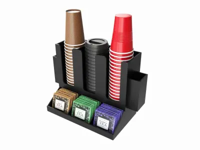 Coffee bar organizer cup sugar milk caddy 3D model