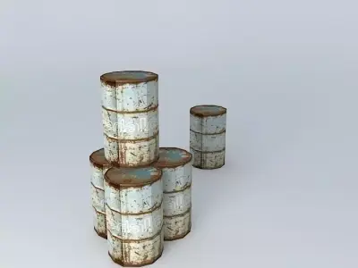 barrels three rusty Free 3D model