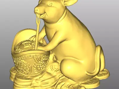 Gold mouse ingot lucky 3D print model