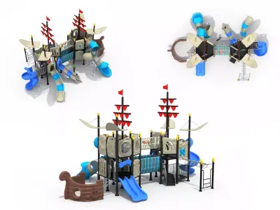 Kids outdoor commercial play structure 3D model 3D model 7