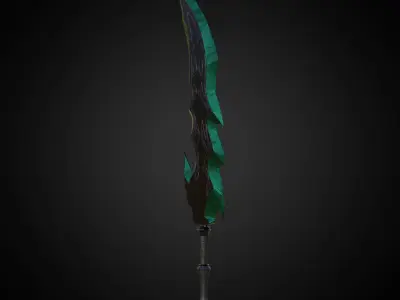 Wounded Sword Emerald Green Low-poly 3D model
