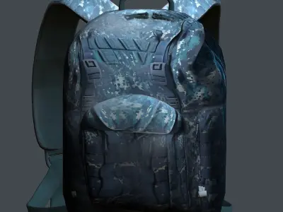 Backpack military combat Black baggage Low-poly Low-poly 3D model shop