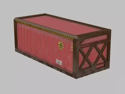 Red cargo container in a reinforced frame gameready Low-poly 3D model