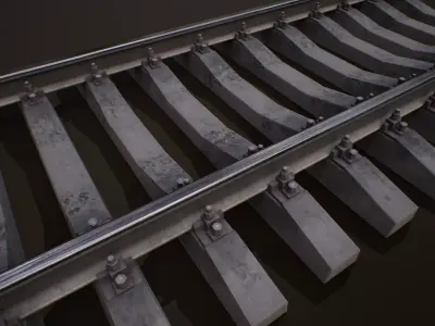 Railway lowpoly PBR railroad track Low-poly 3D model
