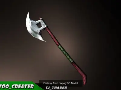 Fantasy Axe Collection Pack Low-Poly 3D Model