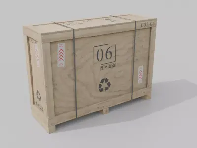 Tall Narrow Wooden Crate - Customizable Shipping Box Low-poly 3D model