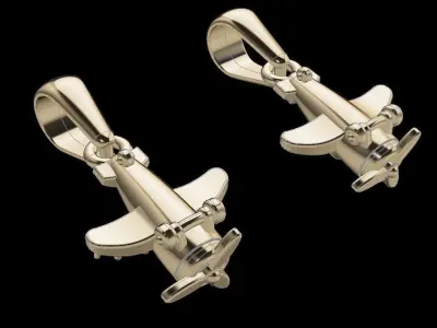 Dainty Airplane Pendant Set with Diamonds 3D print model