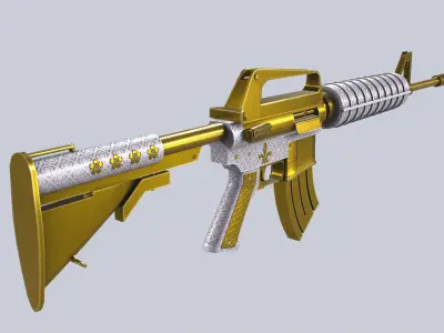 Royal Gold M4A1 Low-poly 3D model