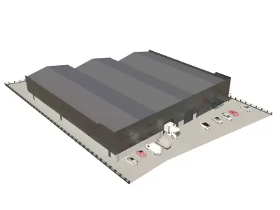 Factory Building Low-poly 3D model 2