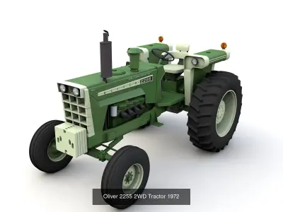 Oliver 2255 2WD and 4WD Tractors with Cabine and Canopy 1972 3D Model Pack