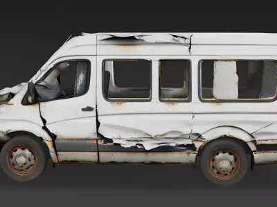 Head-On Collision Microbus 3D Model Low-poly 3D model