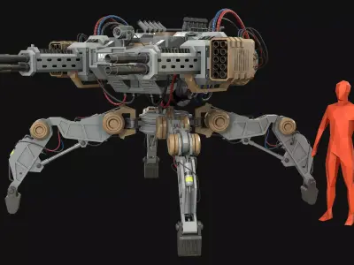 Walking Turret Concept-1-Grey 3D model