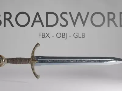 Fantasy Broadsword 3D Model - Medieval Sword - FBX OBJ GLB 3D model