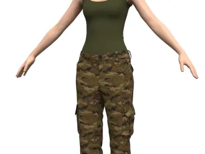 Female Military Pants - Marvelous Designer  3D model