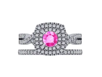 Solitair Ring Bridal Set 3D print model 47