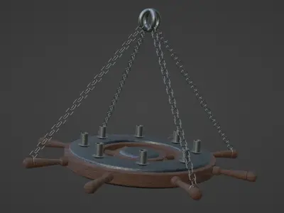 Ships Wheel Chandelier Low-poly 3D model