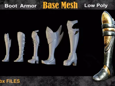 35 Boot Armor Base Mesh vol 14 Low-poly 3D model