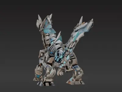 Low-Poly Mechanical Dragon 3D model